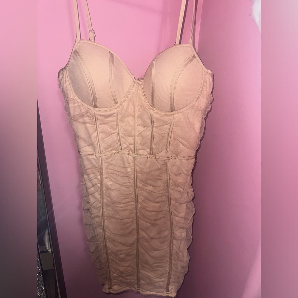 light peach mini dress